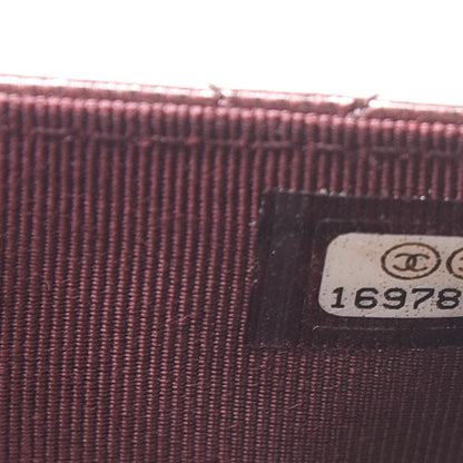 Chanel Striated Patent Quilted Flap Card Holder Burgundy 7 of 8