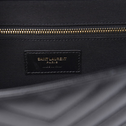 Saint Laurent Grain De Poudre Matelasse Chevron Large Monogram Satchel Black 7 of 12