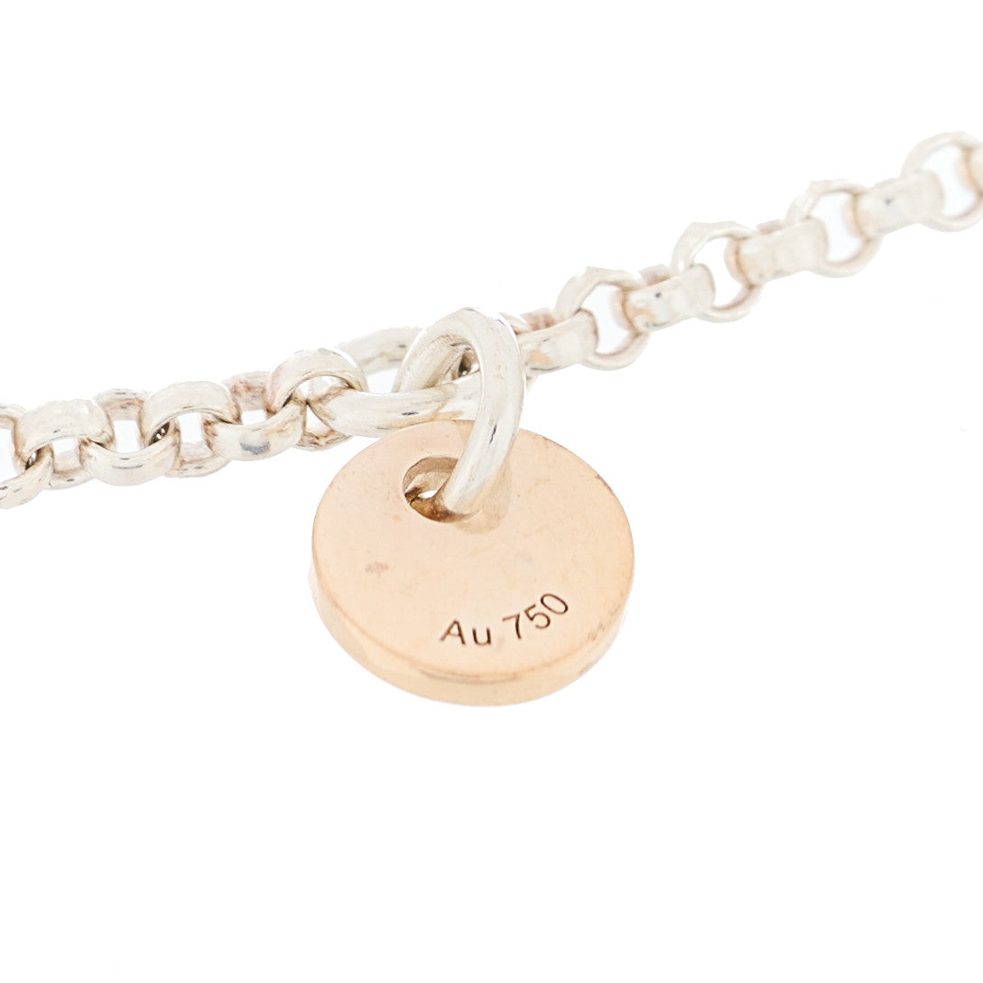 Hermes Sterling Silver 18K Rose Gold PM Ex-Libris Bracelet SH 3 of 4