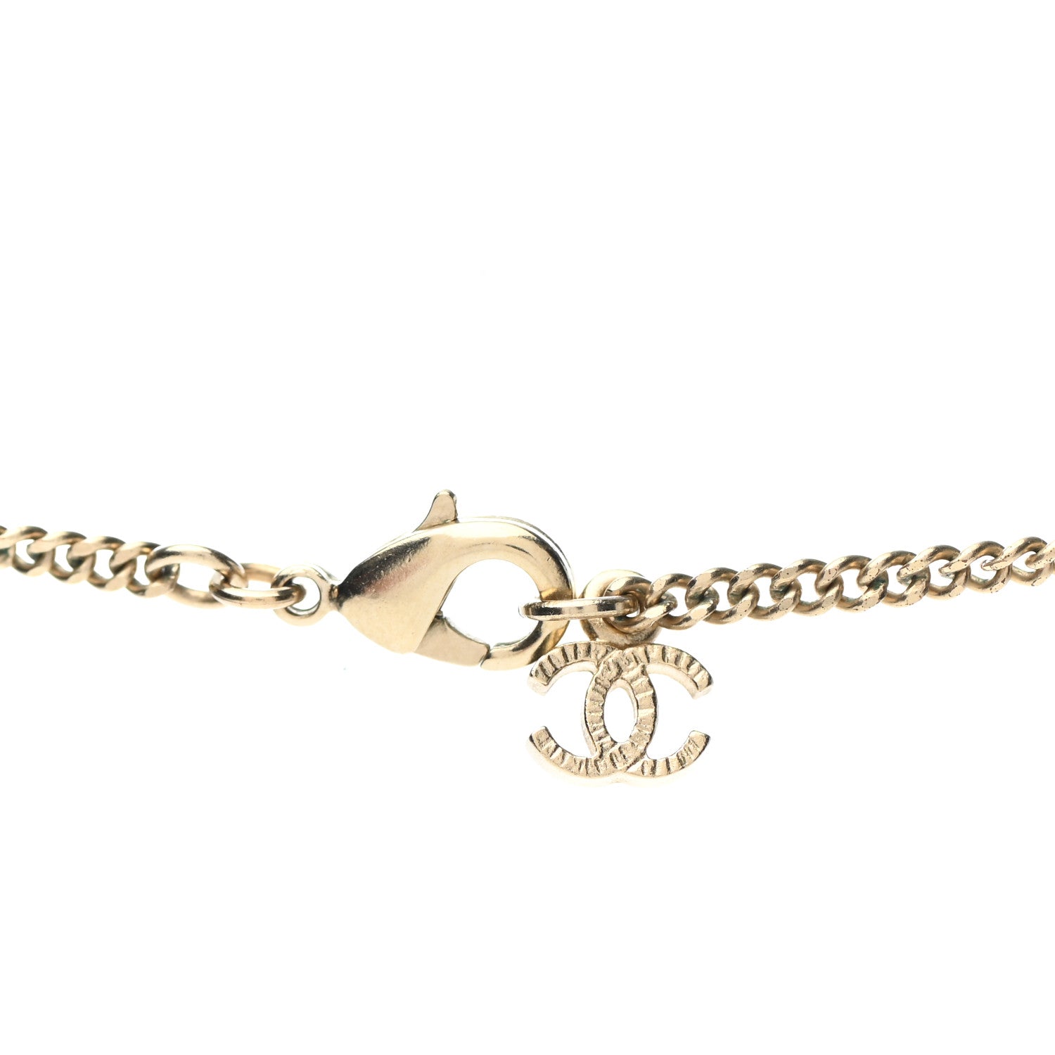 Chanel Crystal CC Pendant Necklace Gold 5 of 7