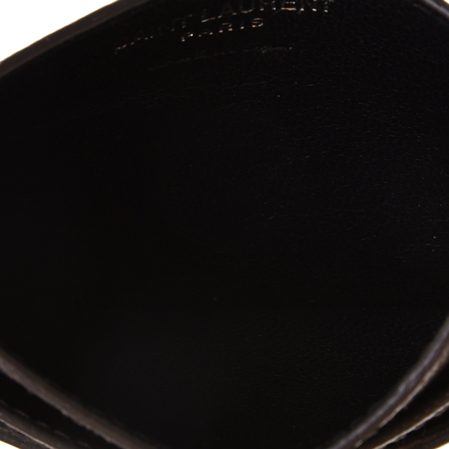 Saint Laurent Grain De Poudre Matelasse Chevron Monogram Credit Card Case Coal 5 of 8