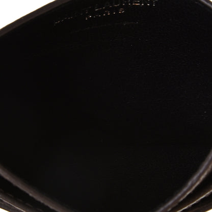 Saint Laurent Grain De Poudre Matelasse Chevron Monogram Credit Card Case Coal 5 of 8
