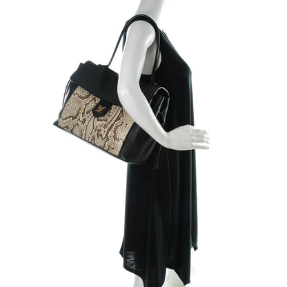 Louis Vuitton Calfskin Python Lockme MM Black 2 of 6