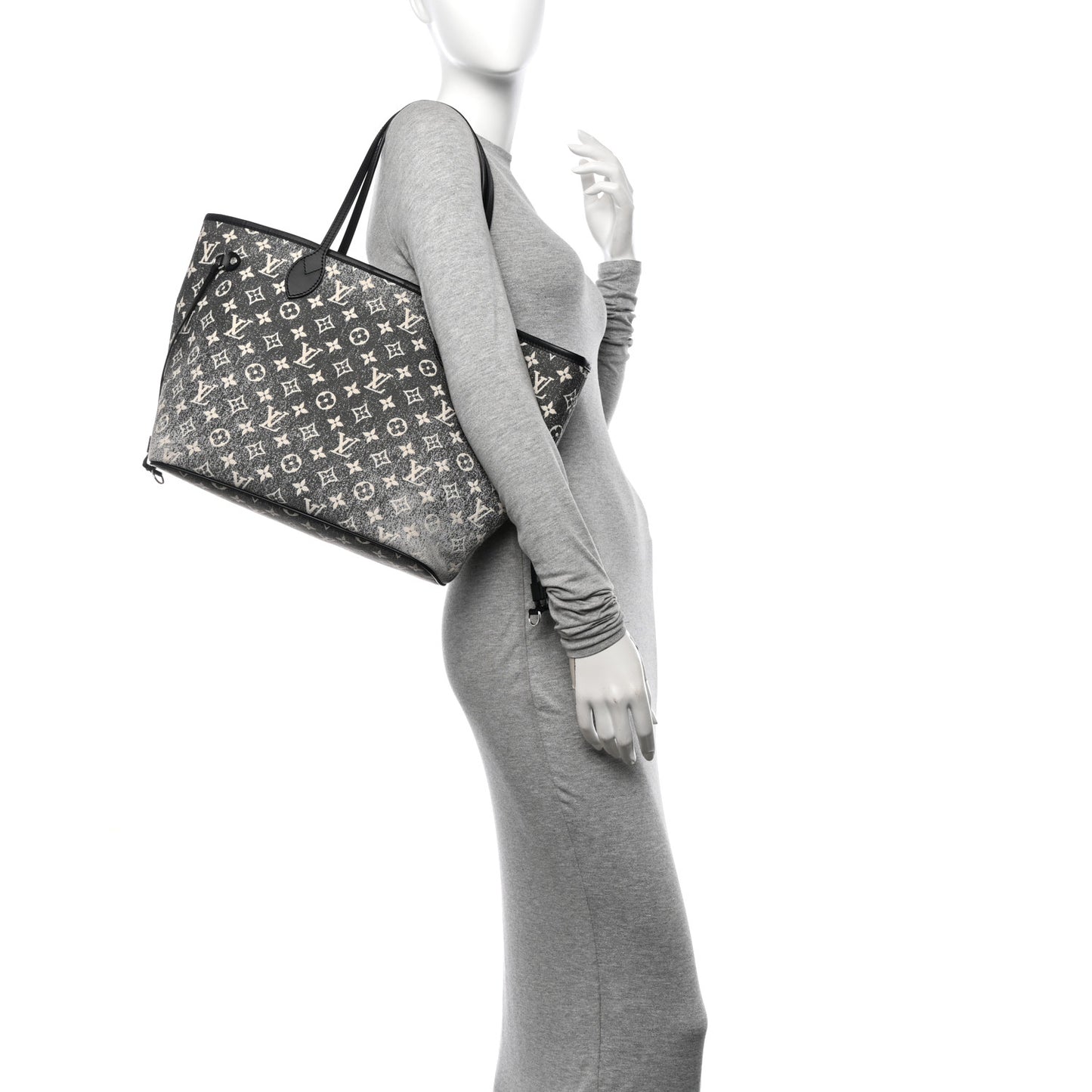 Denim Monogram Jacquard Neverfull MM  Grey