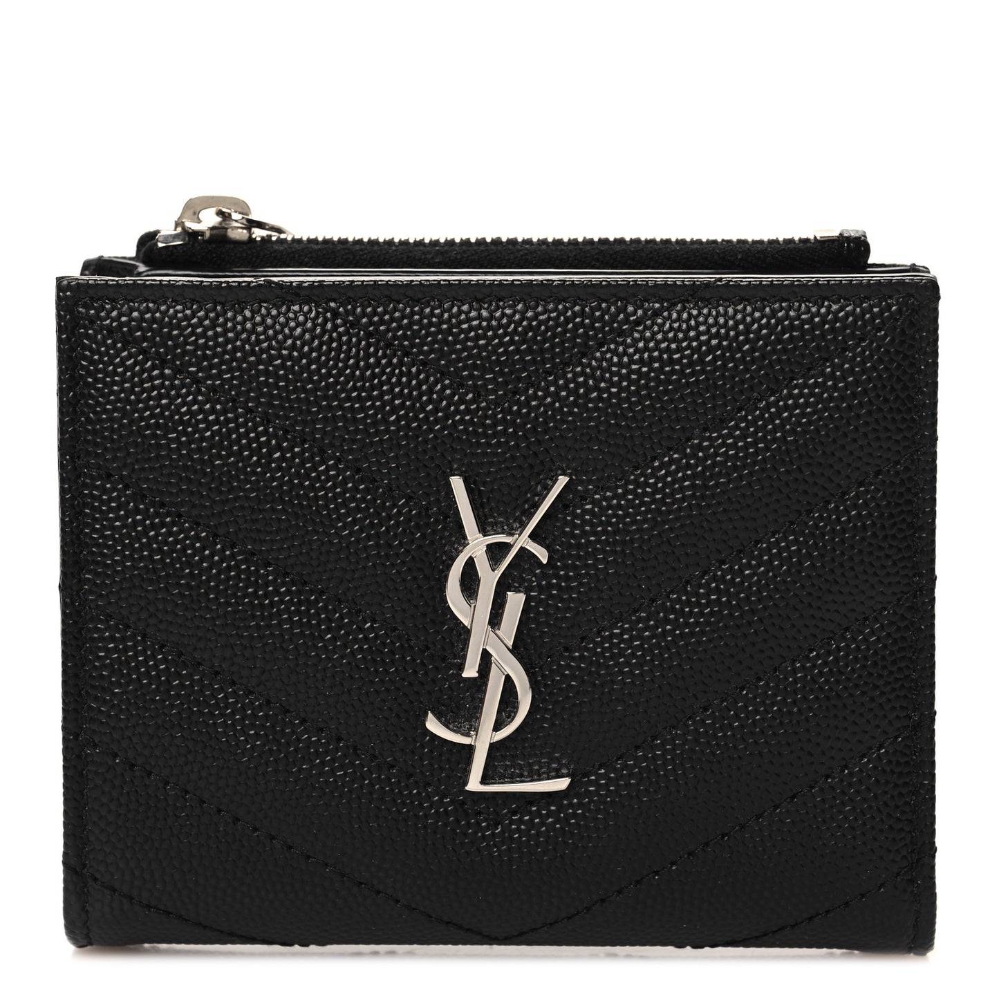 Grain De Poudre Matelasse Chevron Monogram Zipped Card Case Black