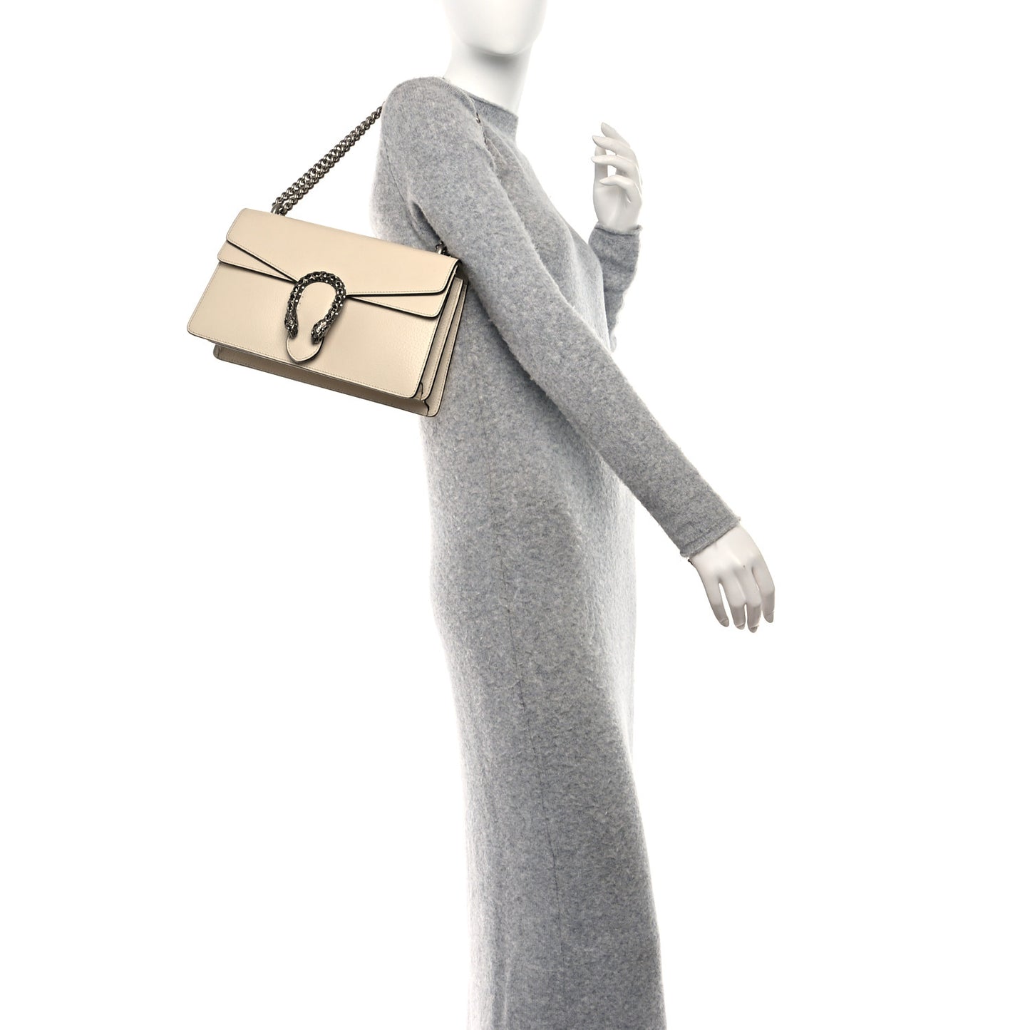 Textured Calfskin Crystal Small Dionysus Shoulder Bag Mystic White