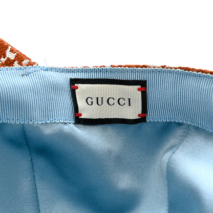 Gucci Canvas Lame GG Monogram Rush Baseball Hat M Burnt Orange Silver 8 of 9
