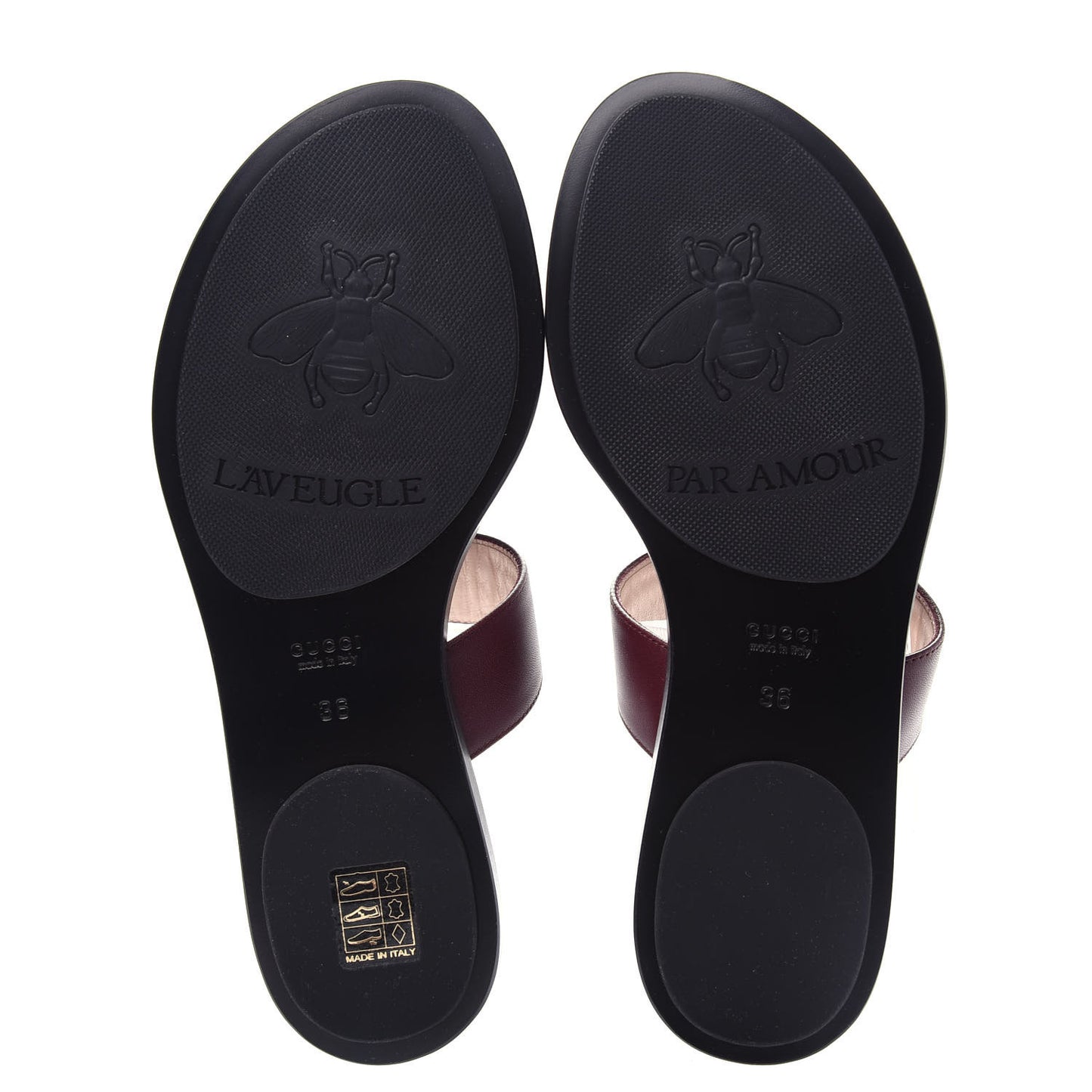 Calfskin GG Marmont Thong Sandals 36 Vintage Bordeaux