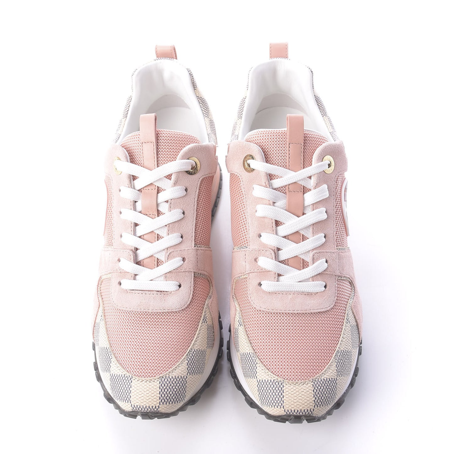 Suede Damier Azur Run Away Sneakers 38 Pink