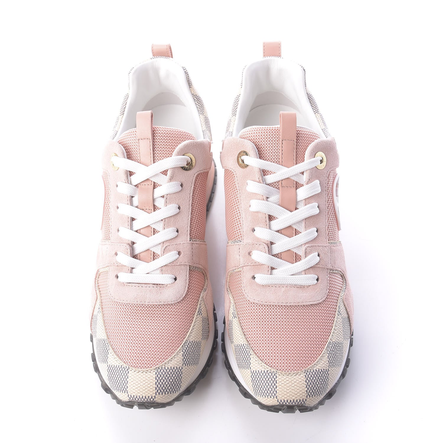 Louis Vuitton Suede Damier Azur Run Away Sneakers 38 Pink 5 of 8