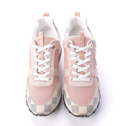 Louis Vuitton Suede Damier Azur Run Away Sneakers 38 Pink 5 of 8