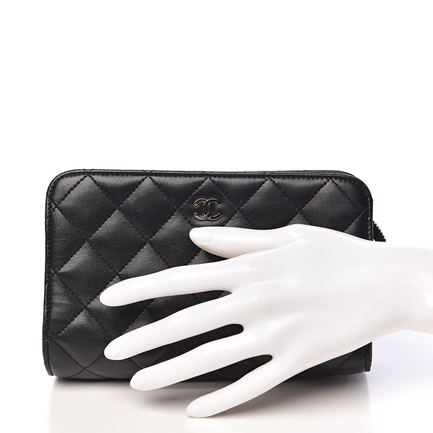 Lambskin Quilted Cosmetic Case Black