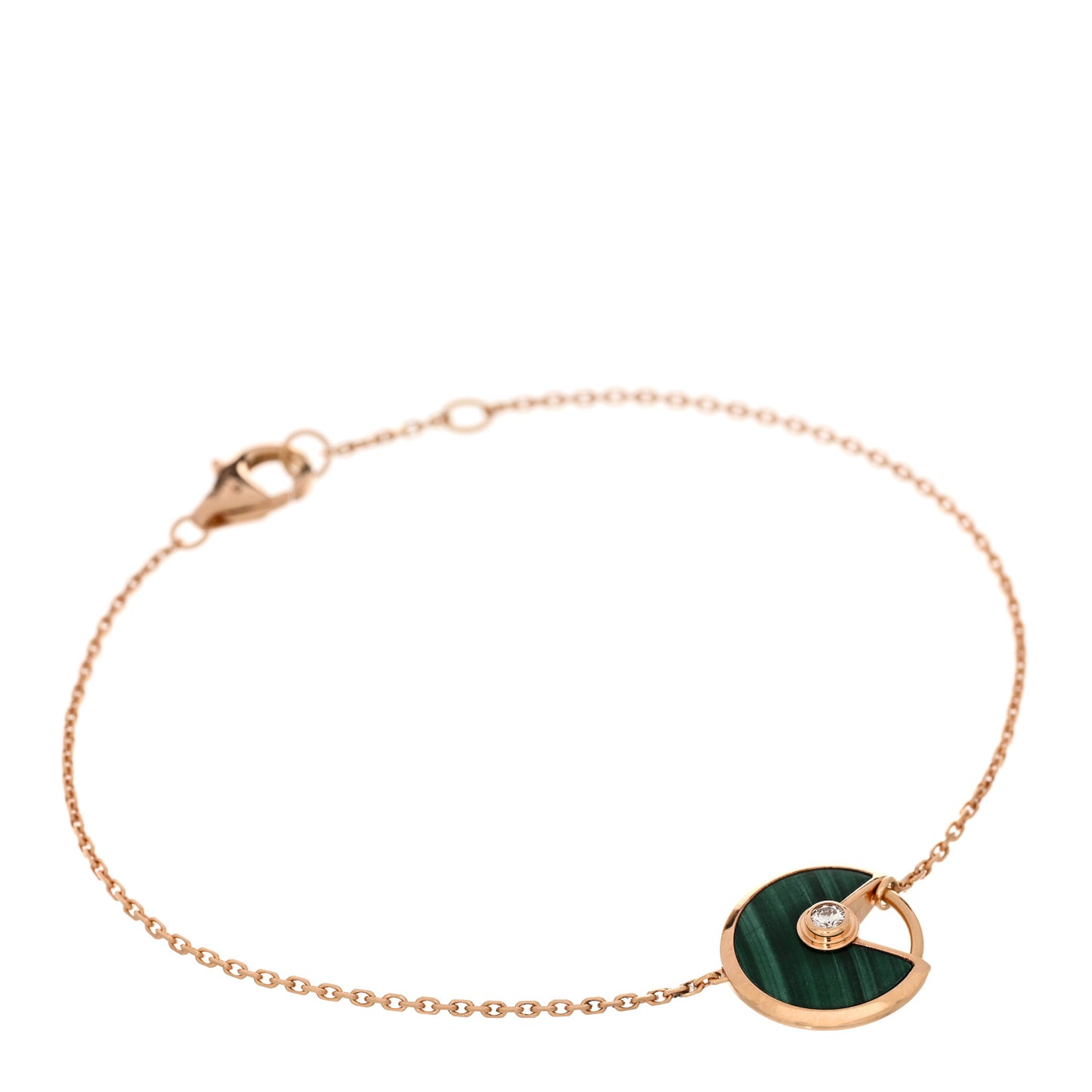 18K Pink Gold Diamond Malachite Amulette de Cartier Bracelet
