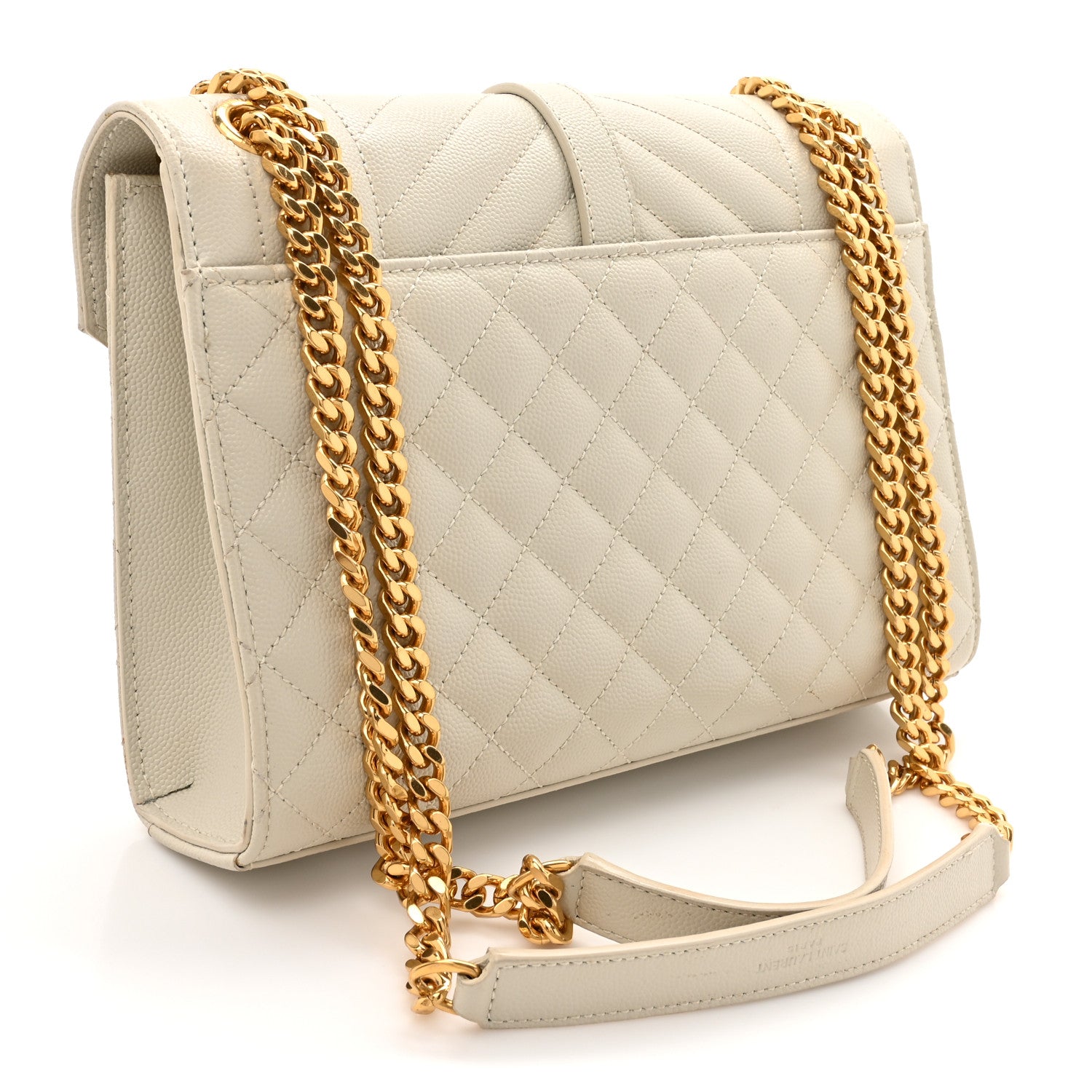 Saint Laurent Grain De Poudre Medium Triquilt Monogram Satchel Crema Soft 3 of 16