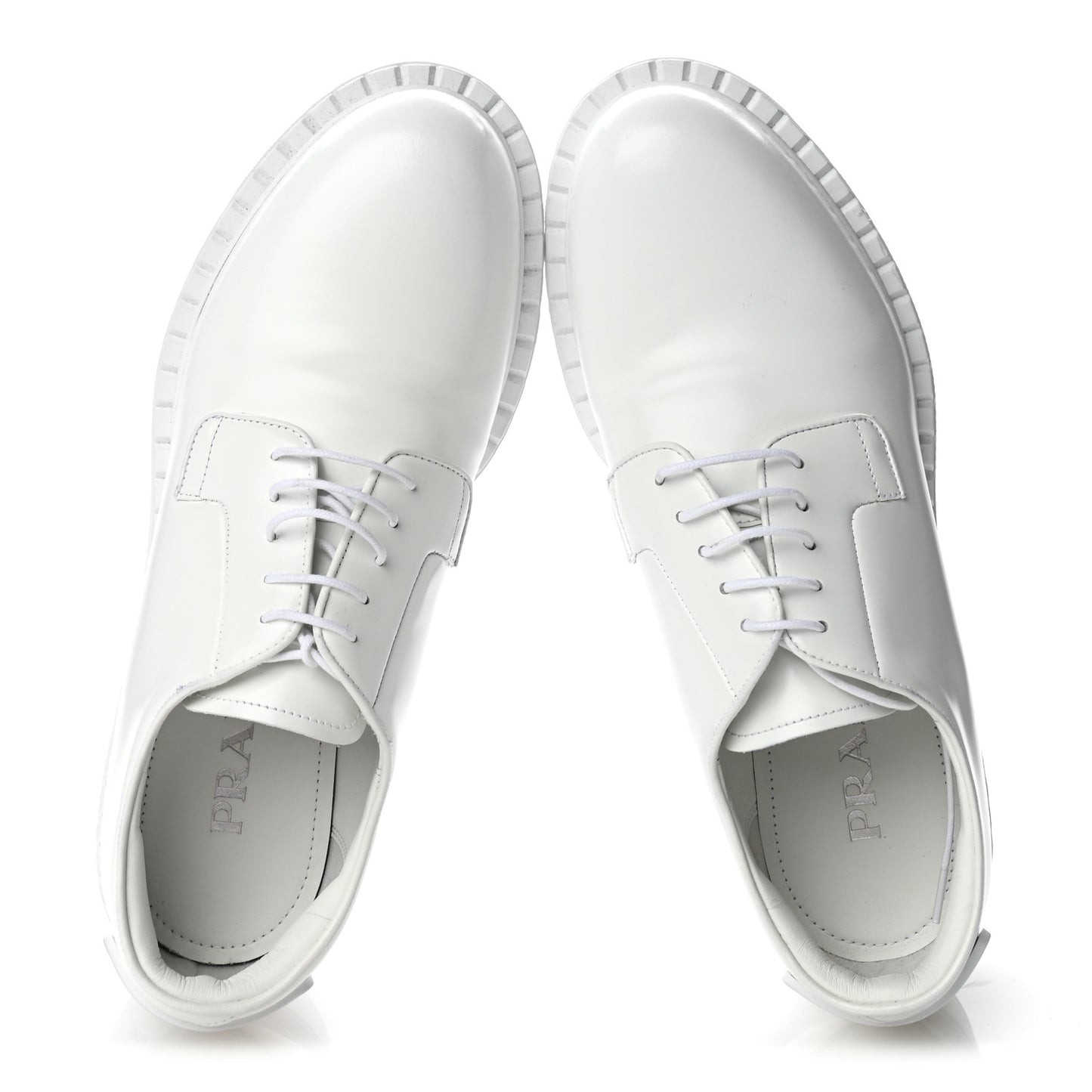 Spazzolato Calzature Donna Triangle Logo 50mm Derby Loafers 38.5 White 38.5 White