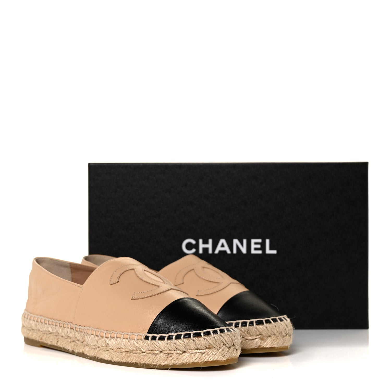 Chanel Lambskin CC Espadrilles 38 Beige Black 8 of 8