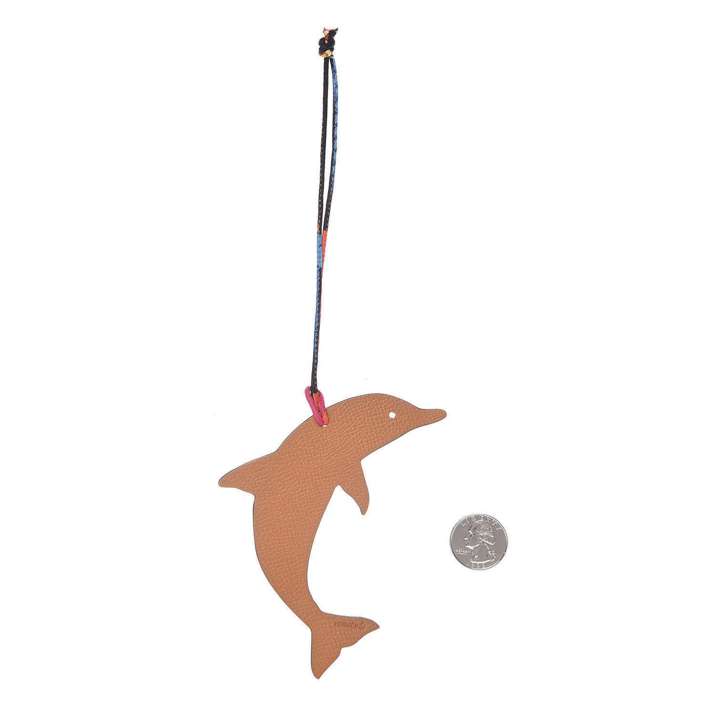 Epsom Togo Petit H Dolphin Bag Charm Gold Cobalt