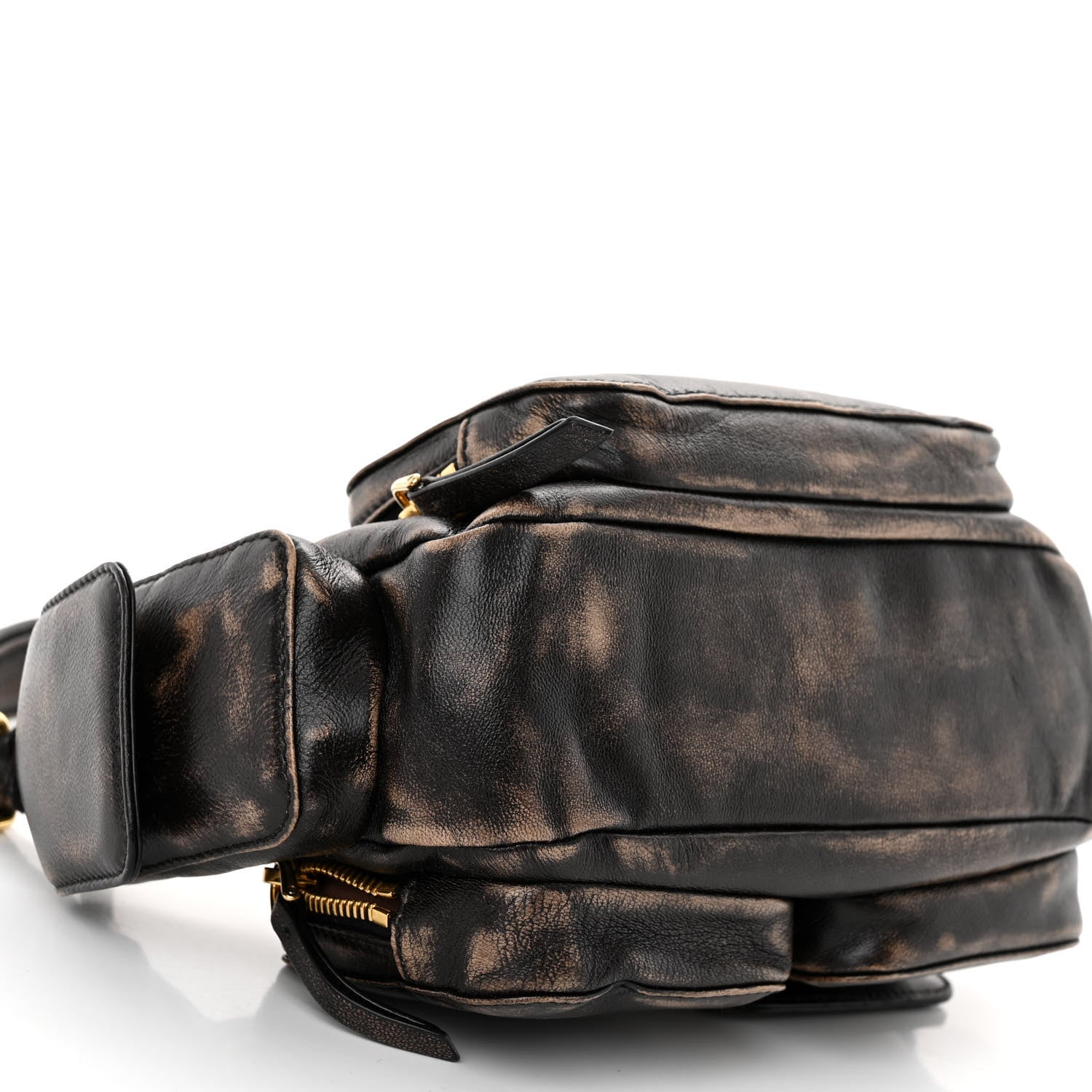 Miu Miu Distressed Nappa Pocket Bag Sand Coffee 9 of 10