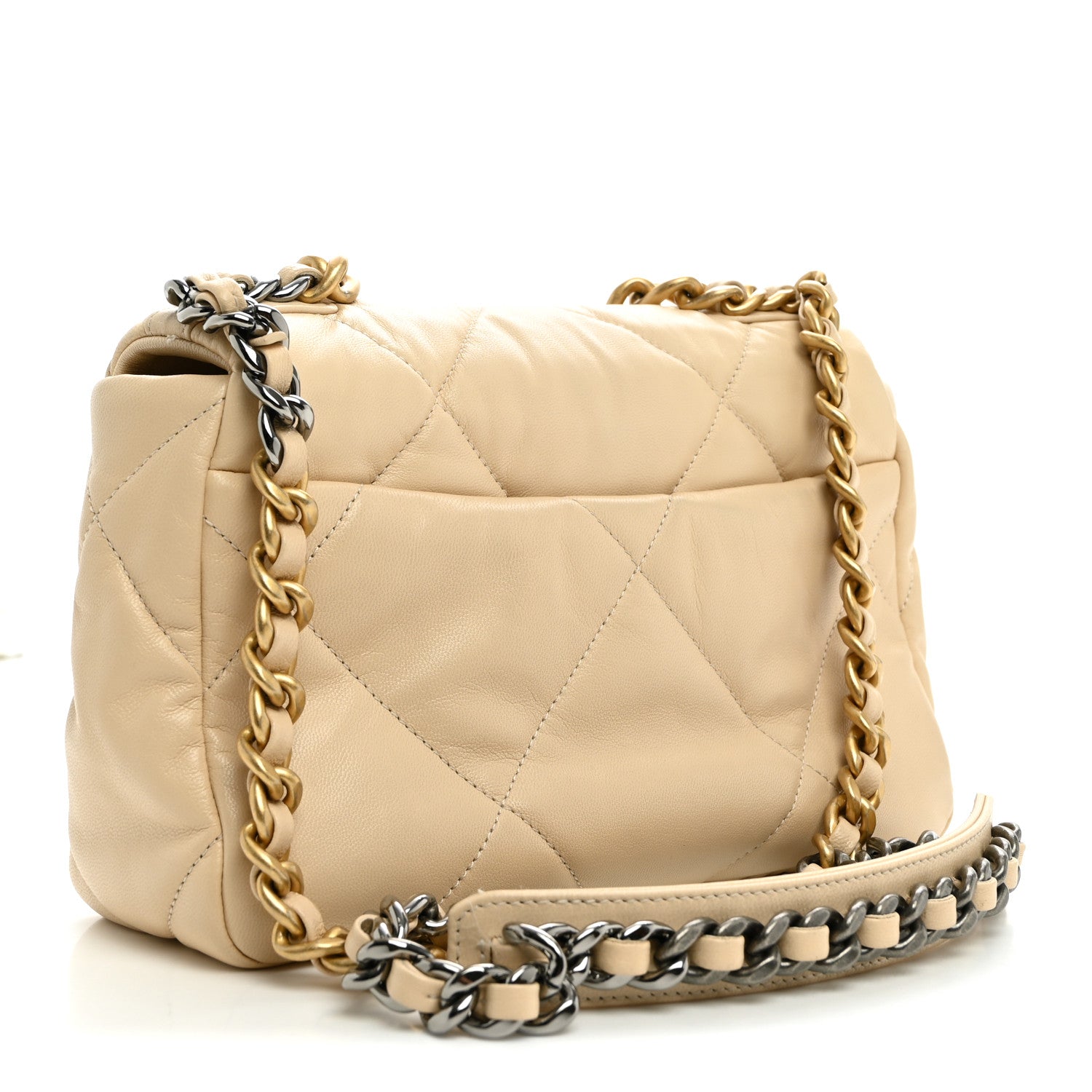 Chanel Lambskin Quilted Medium Chanel 19 Flap Light Beige 3 of 10