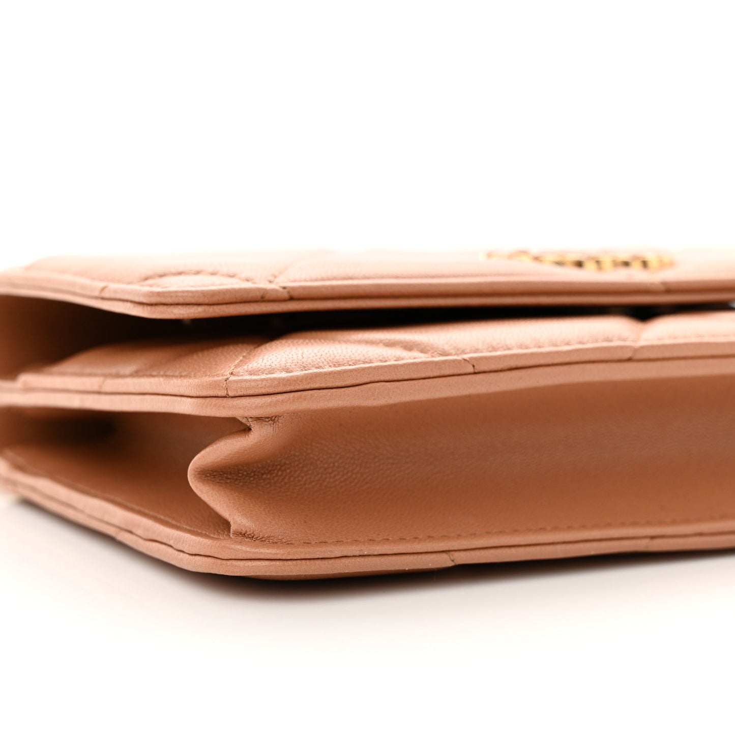 Lambskin Quilted Chanel 19 Wallet On Chain WOC Brown