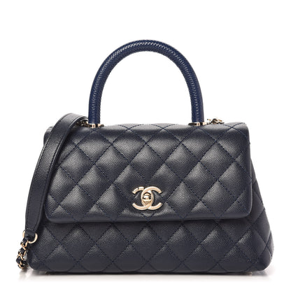 Chanel Caviar Quilted Mini Coco Handle Flap Navy Blue 1 of 10