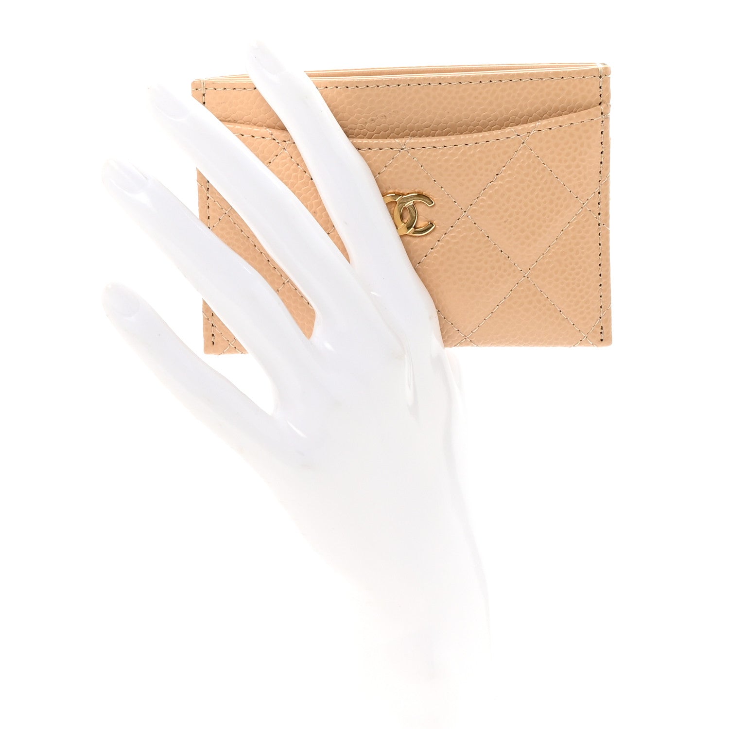 Chanel Caviar Quilted Card Holder Beige 2 of 8