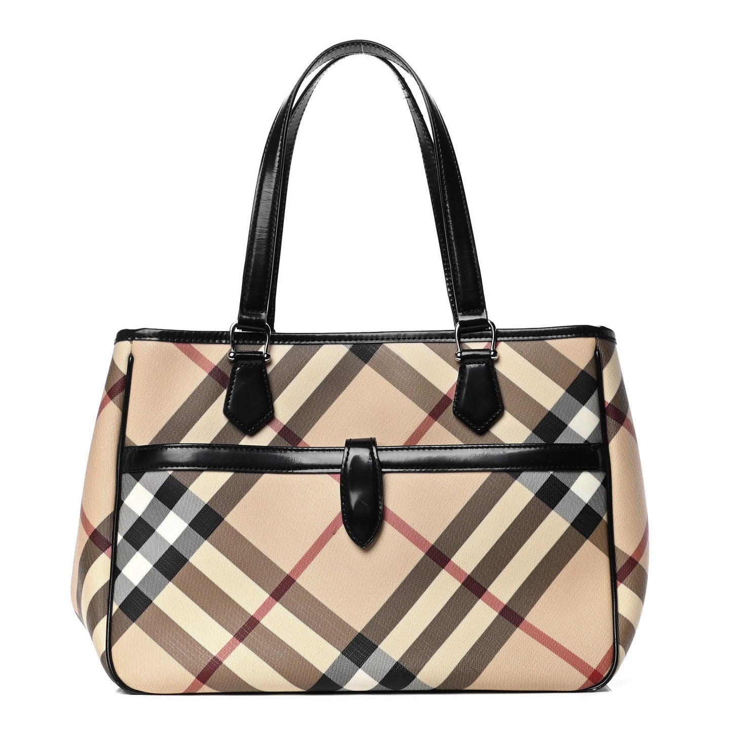 Patent Trim Nova Check Tote Black