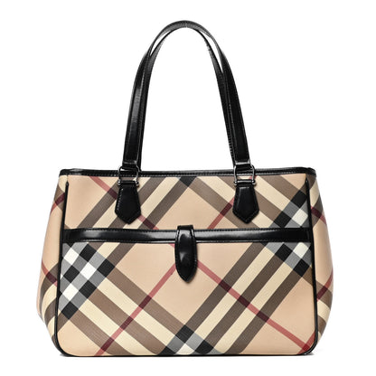 Burberry Patent Trim Nova Check Tote Black 1 of 7