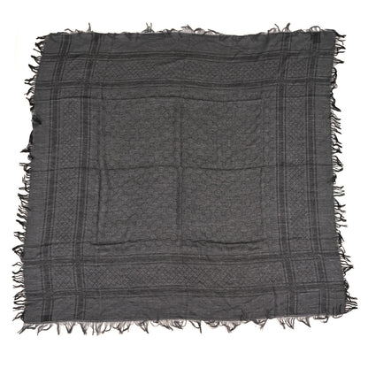 Gucci Wool Silk GG Monogram Diamante Plaid Surviee Shawl Graphite Black 1 of 4