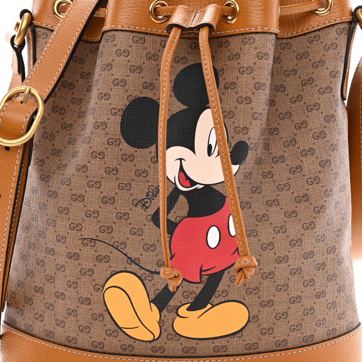 X DISNEY Mini Vintage GG Supreme Monogram Bucket Bag Beige Vintage Sun Oil