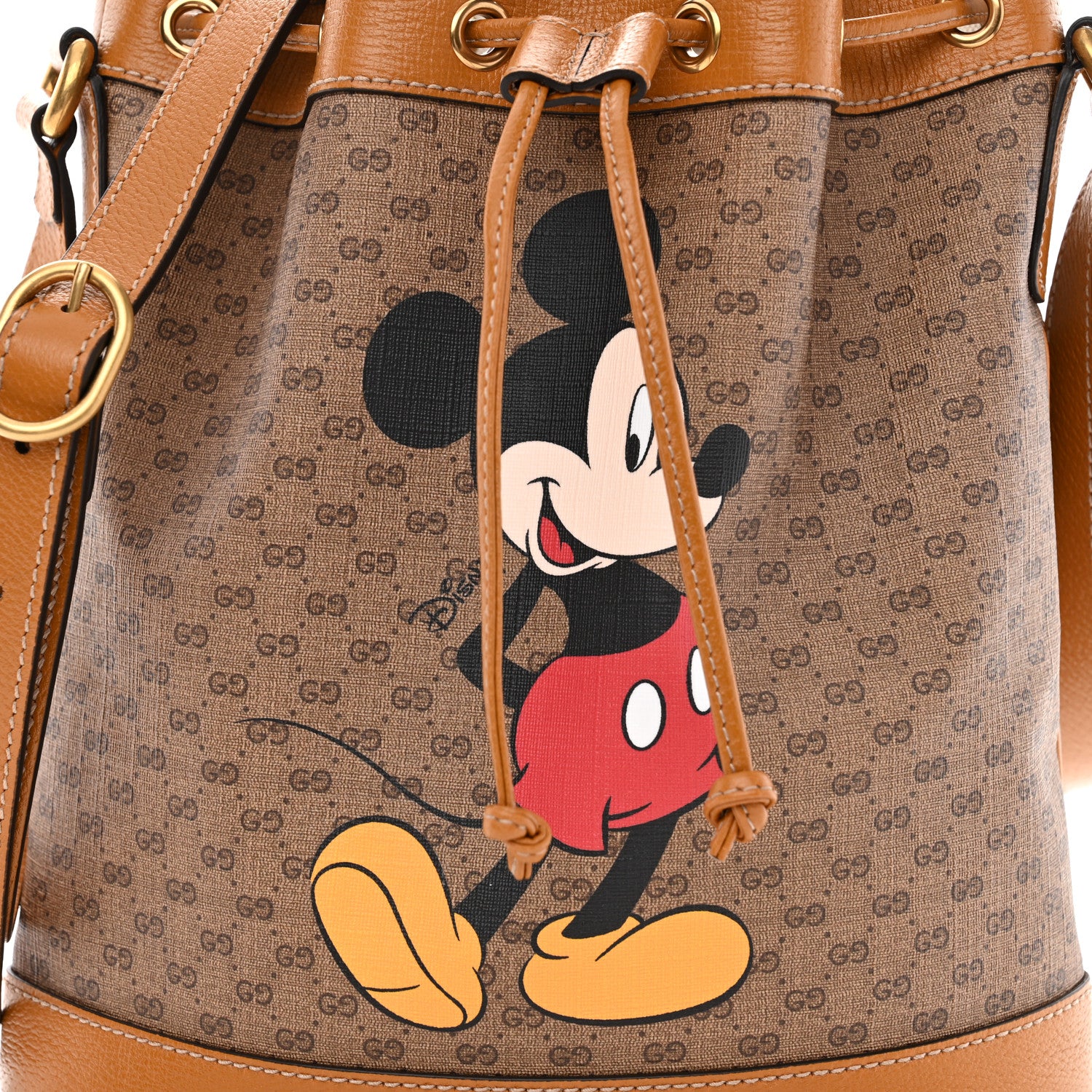 Gucci X DISNEY Mini Vintage GG Supreme Monogram Bucket Bag Beige Vintage Sun Oil 8 of 10