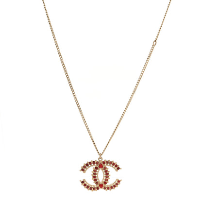 Chanel Resin CC Necklace Gold Red Burgundy 1 of 5