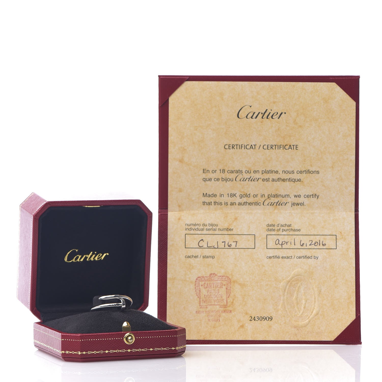 Cartier 18K White Gold Juste Un Clou Ring 62 10 5 of 5