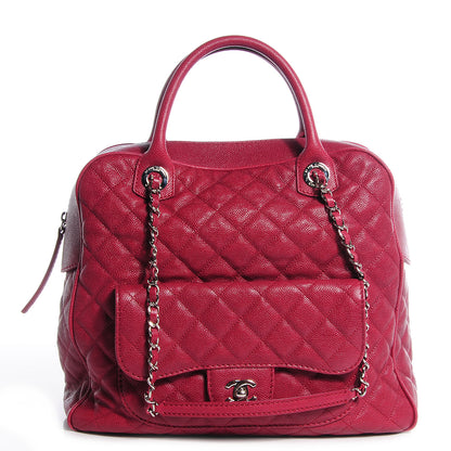 Chanel Caviar Quilted CC Paradoxal Bowling Bag Red 1 of 7