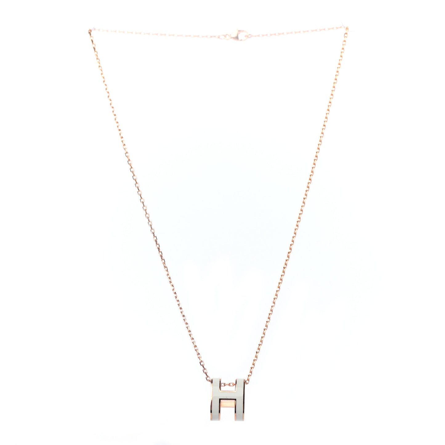 Lacquered Rose Gold Pop H Pendant Necklace White