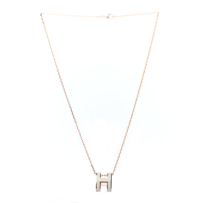 Hermes Lacquered Rose Gold Pop H Pendant Necklace White 3 of 5