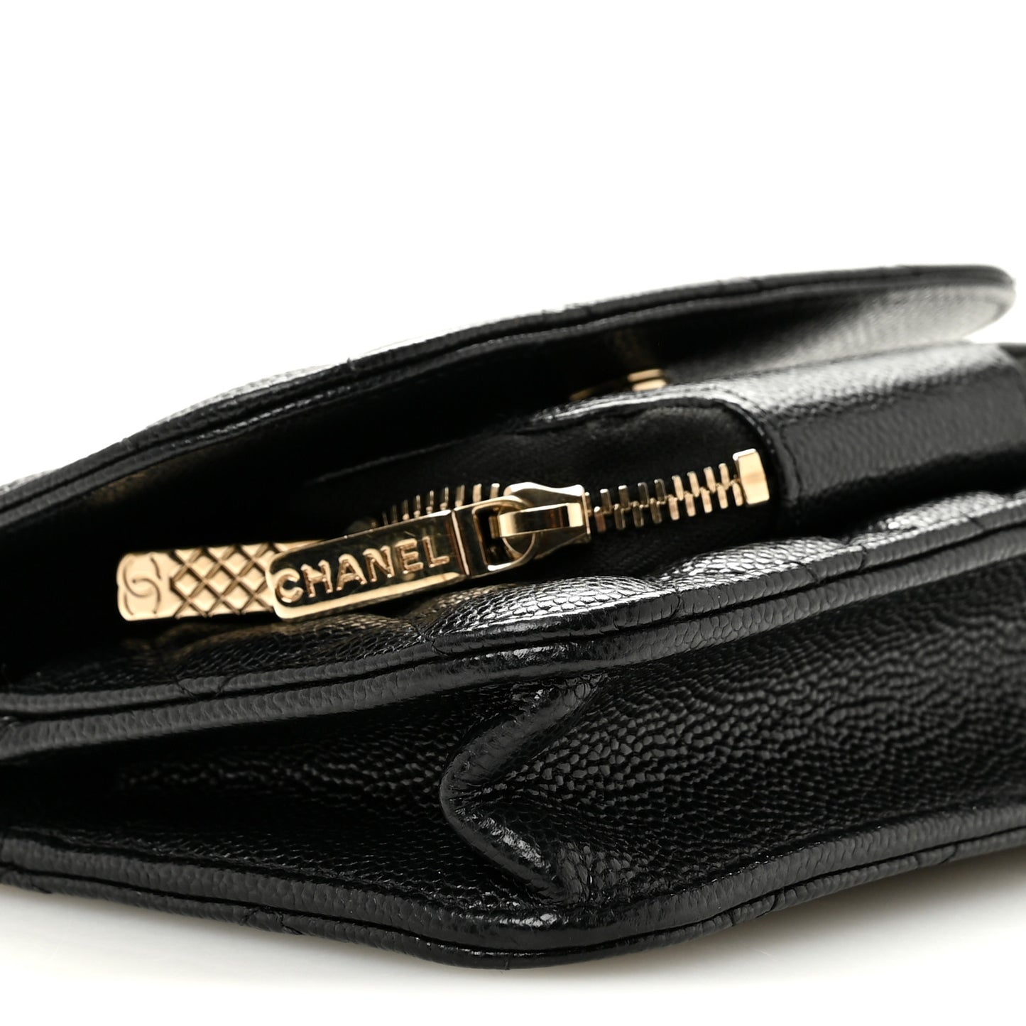 Caviar Quilted Business Affinity Clutch With Chain Black