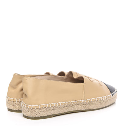 Chanel Lambskin CC Espadrilles 37 Beige Black 4 of 8