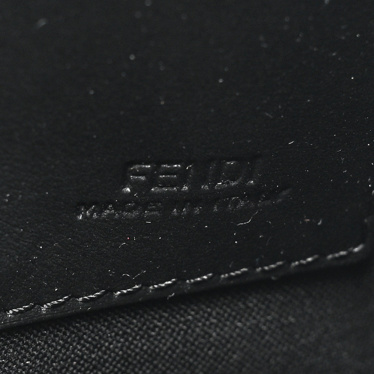 Fendi Glazed Fabric Vitello Century FF 1974 Stamp Patch Small FFreedom Flat Pouch Mogano Panna Black 6 of 9