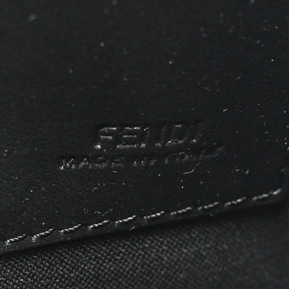 Fendi Glazed Fabric Vitello Century FF 1974 Stamp Patch Small FFreedom Flat Pouch Mogano Panna Black 6 of 9