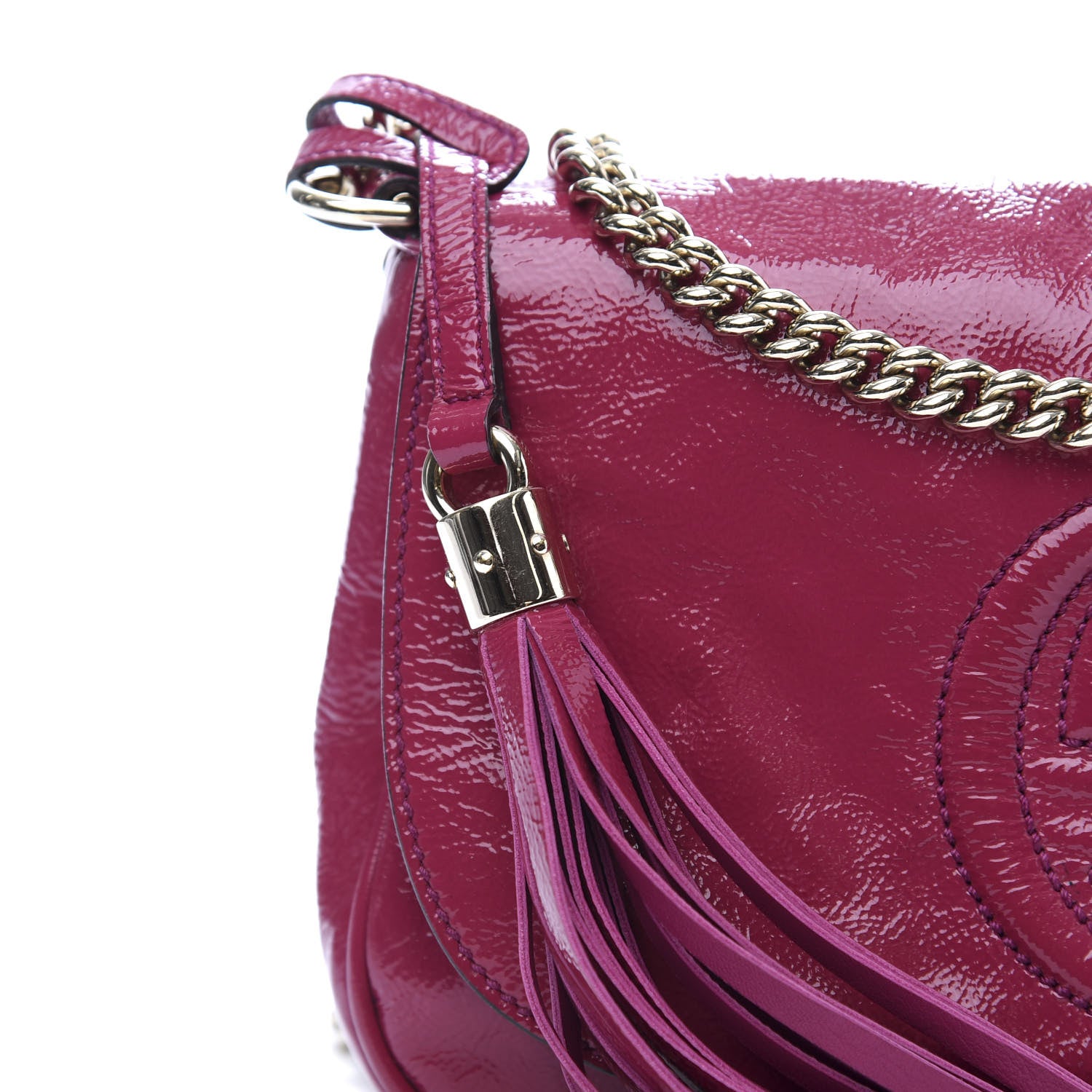 Gucci Patent Medium Soho Flap Crossbody Bright Bougainvillea 12 of 12