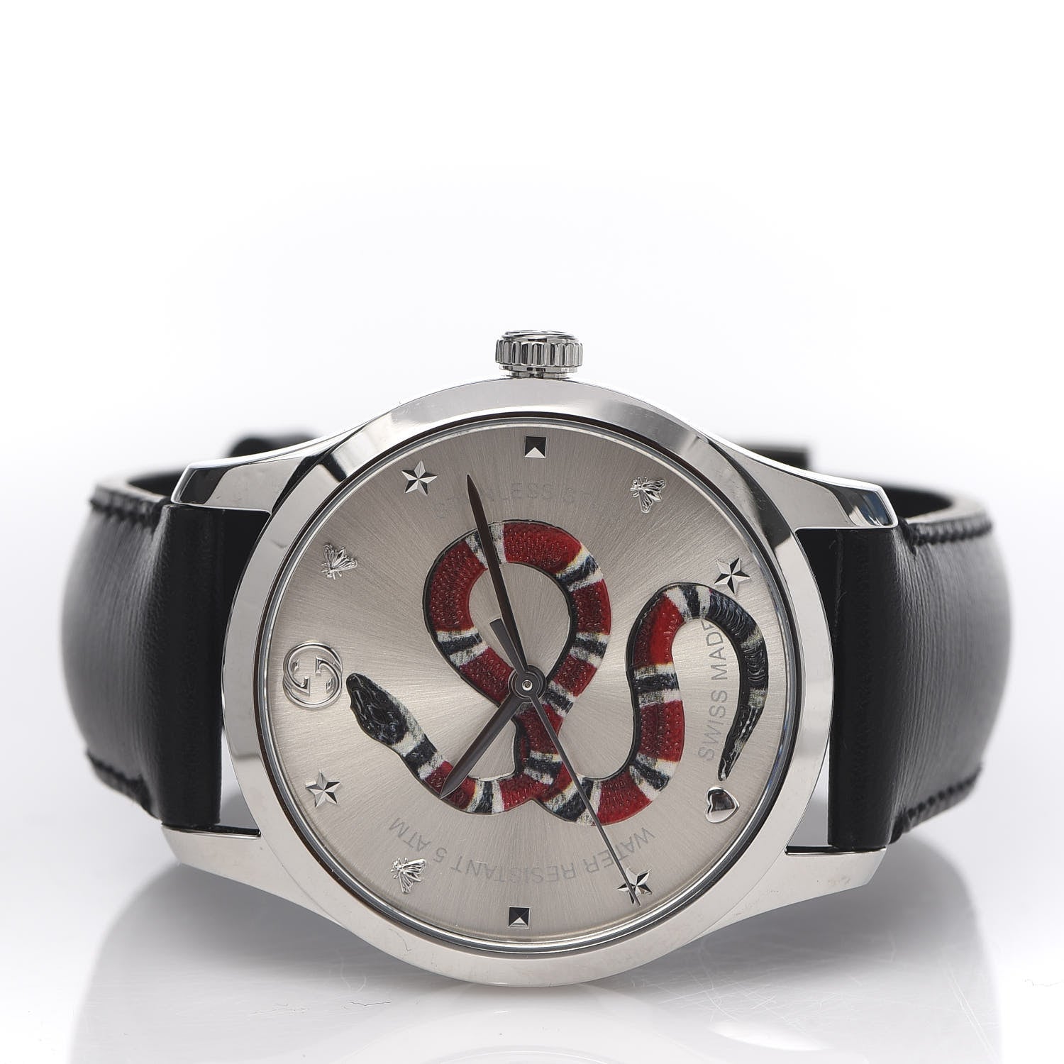 Gucci Stainless Steel Calfskin 38mm G-Timeless Snake Quartz Watch 3 of 8