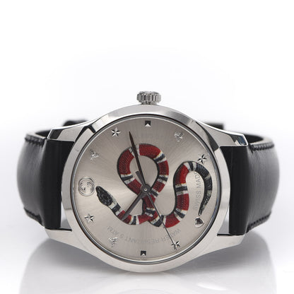 Gucci Stainless Steel Calfskin 38mm G-Timeless Snake Quartz Watch 3 of 8