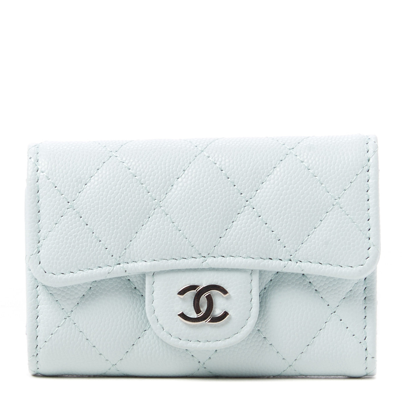 Chanel Caviar Quilted Classic 4 Key Holder Wallet Light Blue 1 of 9