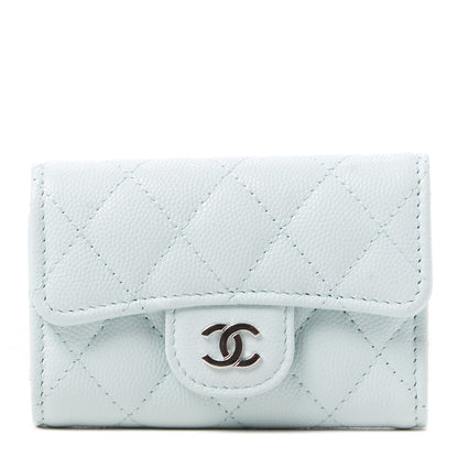 Chanel Caviar Quilted Classic 4 Key Holder Wallet Light Blue 1 of 9