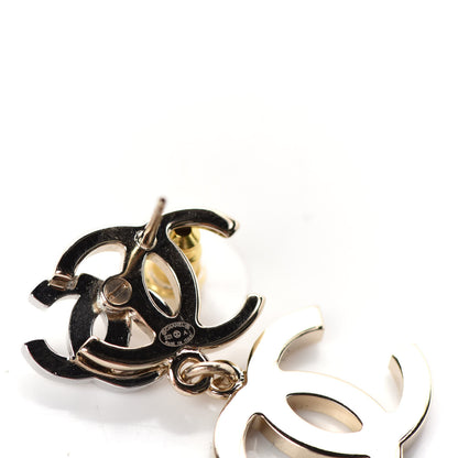 Chanel Crystal Pearl Double CC Drop Earrings Gold Silver 4 of 4