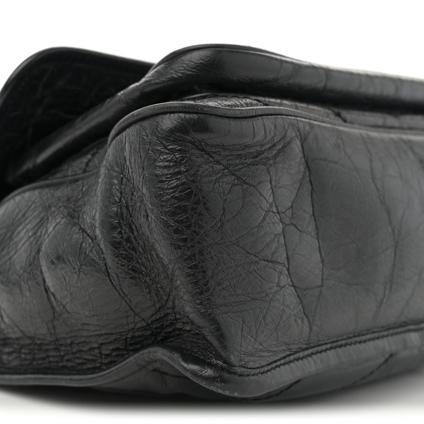 Crinkled Calfskin Matelasse Monogram Large Niki Chain Satchel Black