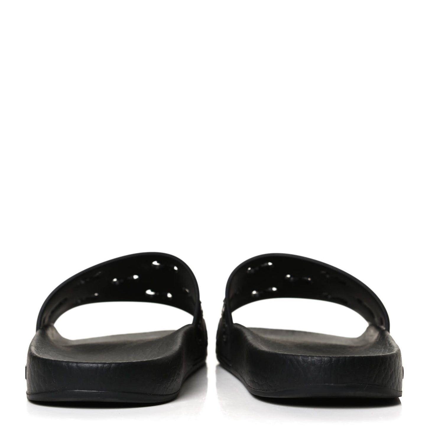 Rubber GG Monogram Perforated Womens Slide Sandals 38 Black