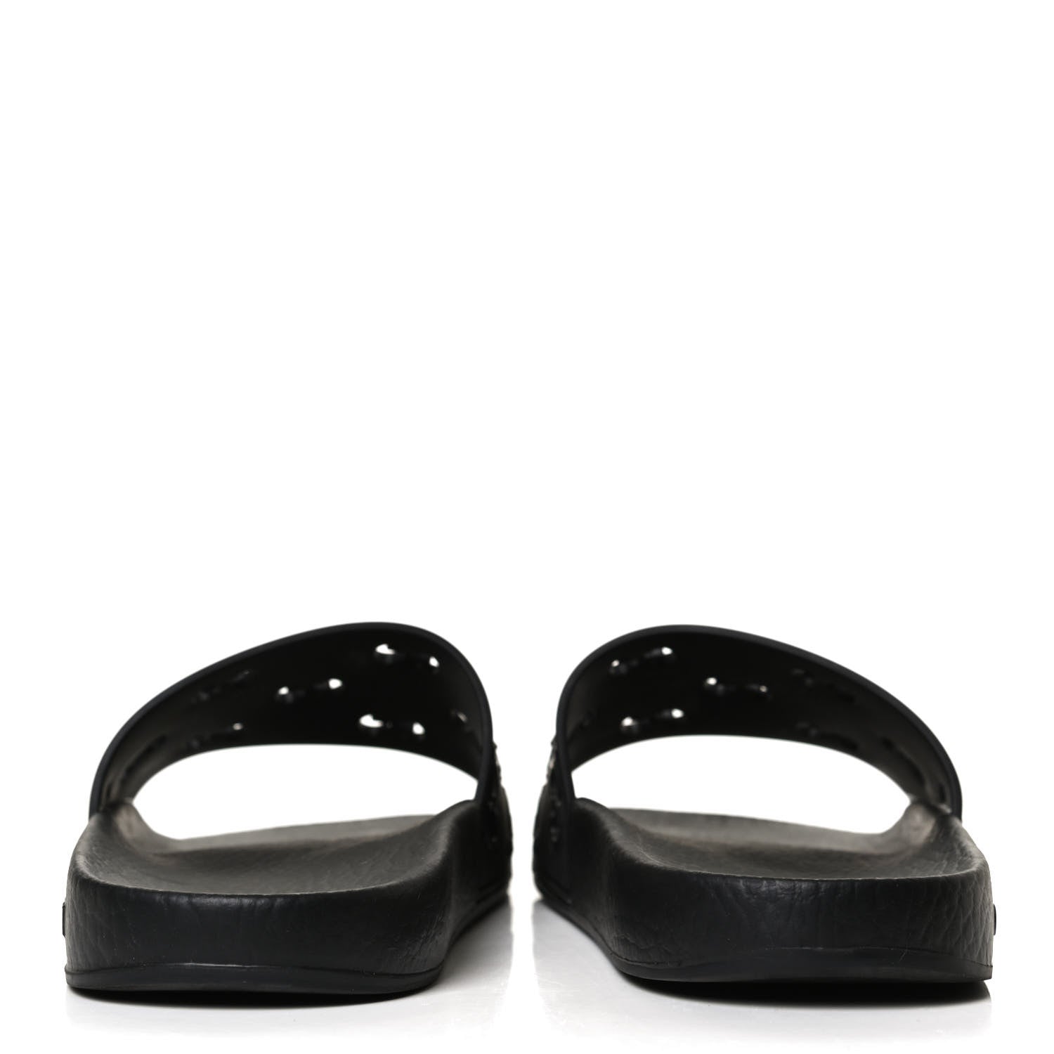 Gucci Rubber GG Monogram Perforated Womens Slide Sandals 38 Black 6 of 12