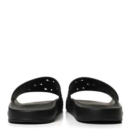 Gucci Rubber GG Monogram Perforated Womens Slide Sandals 38 Black 6 of 12